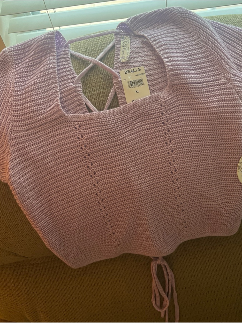 Jolie & Joy Lilac Knit Women’s Sweater Top - Size X-Large NWT